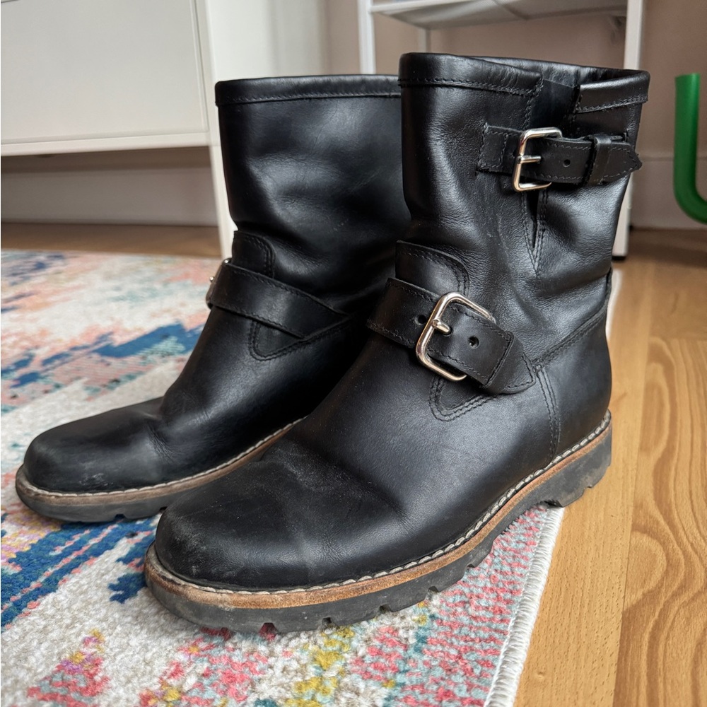 SOLD - Roots Black Leather Moto Boots